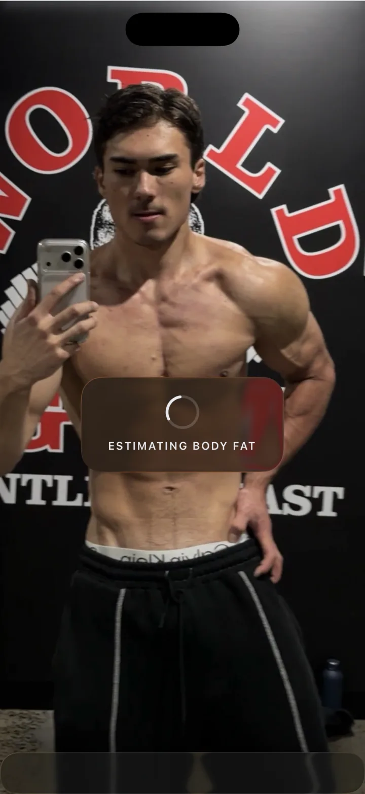 A mirror photo mid scan, estimating body fat